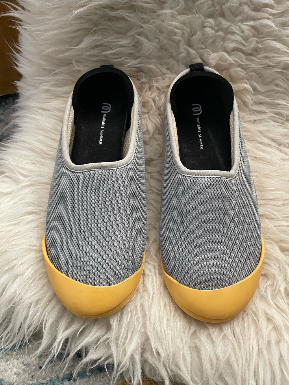 Mahabis Summer Slippers Mesh Gray Yellow 38/7.5